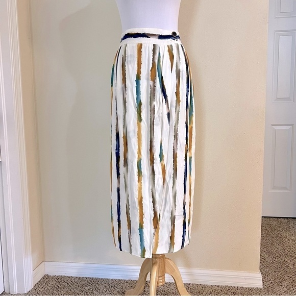 VINTAGE 80’ Platinum by Dorothy Schoelen wrap stripe maxi skirt women’s size 6 - Picture 1 of 8